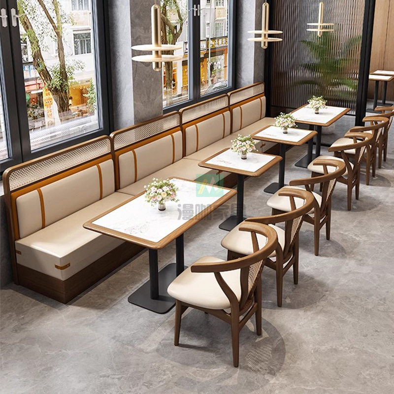 卡座沙发东南亚餐厅火锅店湘菜馆连锁店实木桌椅餐饮家具靠墙卡座