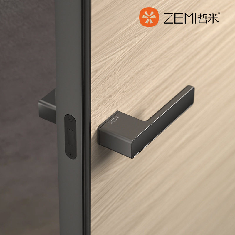 ZEMI极简生态门锁一字门把手极简奶油风木门锁意式室内卧室静音锁
