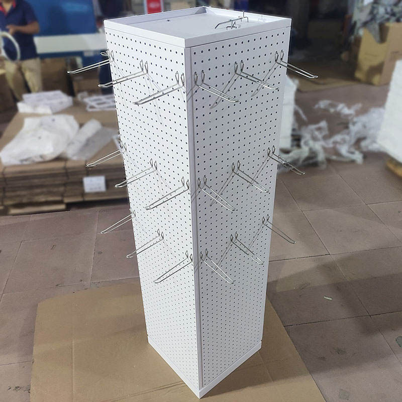 定制案例洞洞板旋转架外贸圣诞礼品促销货架多面旋转挂钩展示货架