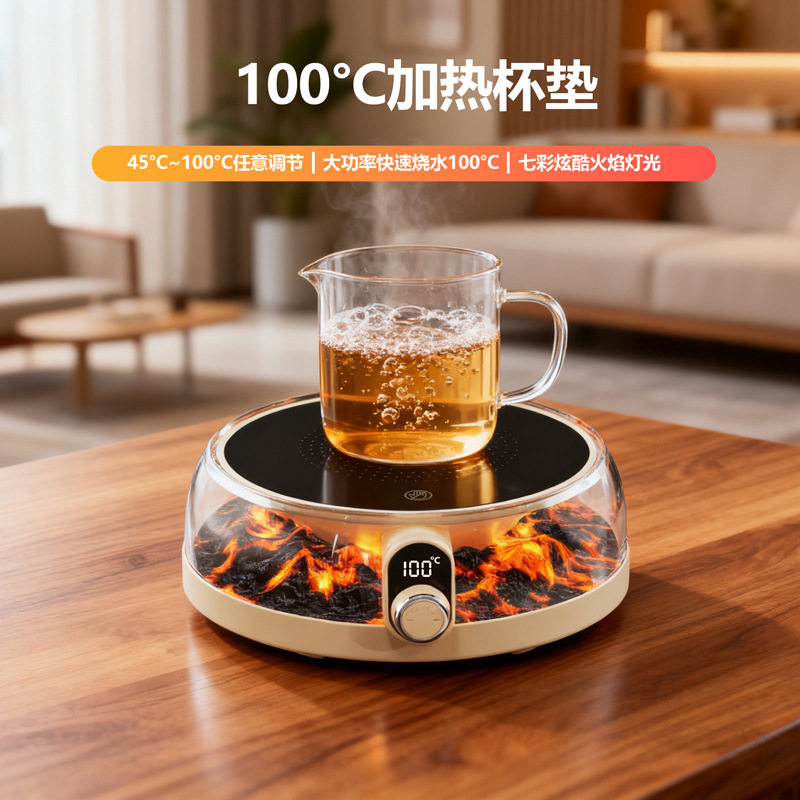 加热杯垫100度可烧水智能恒温杯垫暖杯垫速热杯垫杯子加热底座