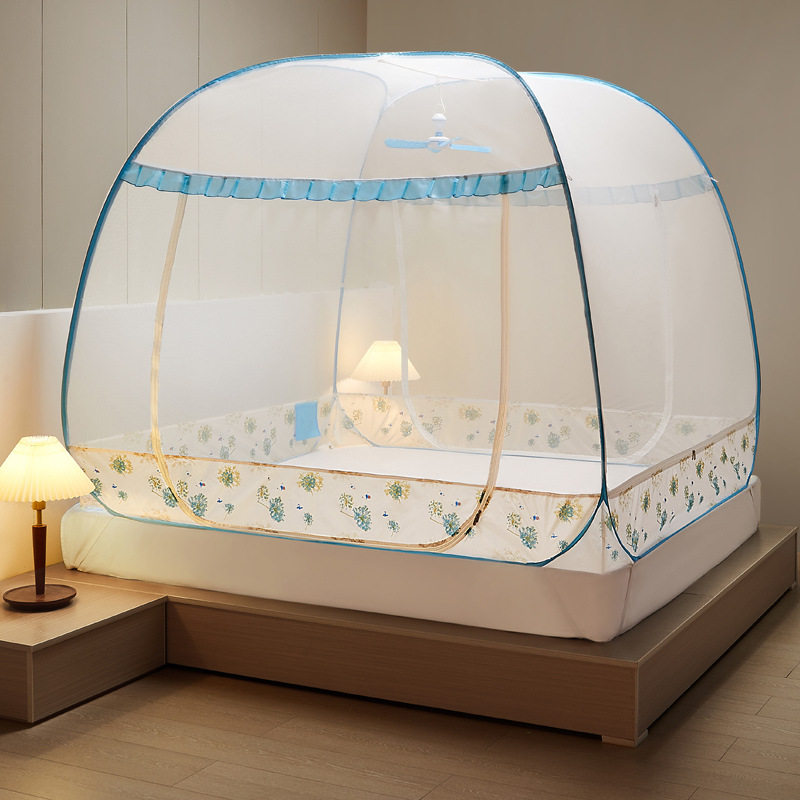 新款蒙古包蚊帐家用免安装卧室防摔儿童床高级学生宿舍全底款