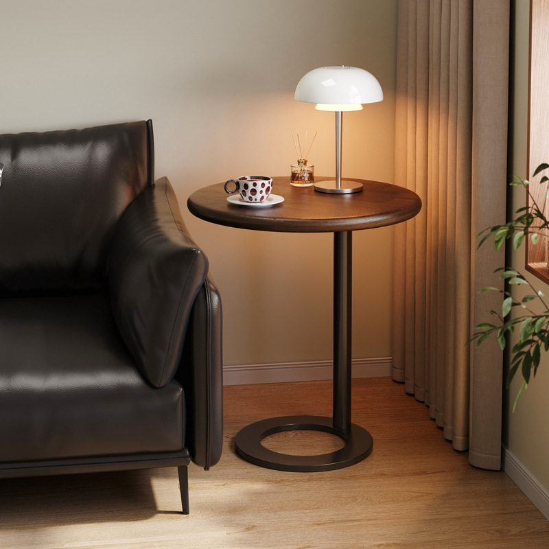木边几沙发边柜边桌客厅家用2024新款中古风创意圆形茶几小桌子