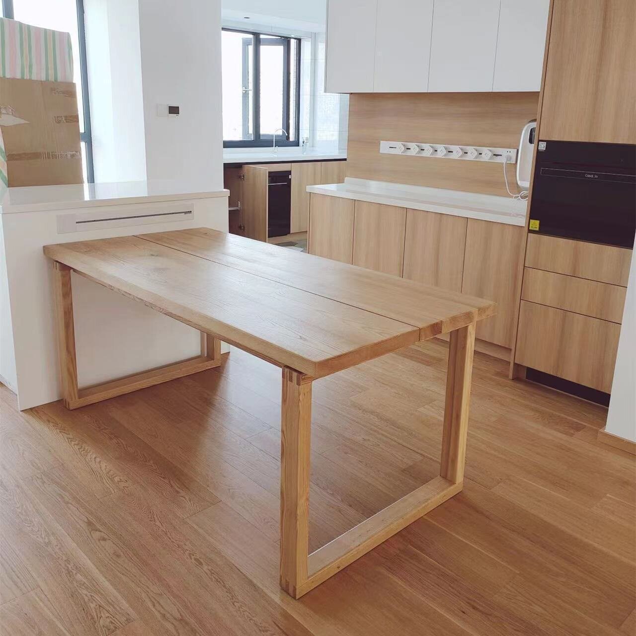 白蜡木餐桌椅组合莫比恩同款餐桌原木实木工作台家用餐厅饭桌