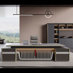 新款 大班台商务高级感办公家具 红旗扬帆系列董事长总裁经理时尚