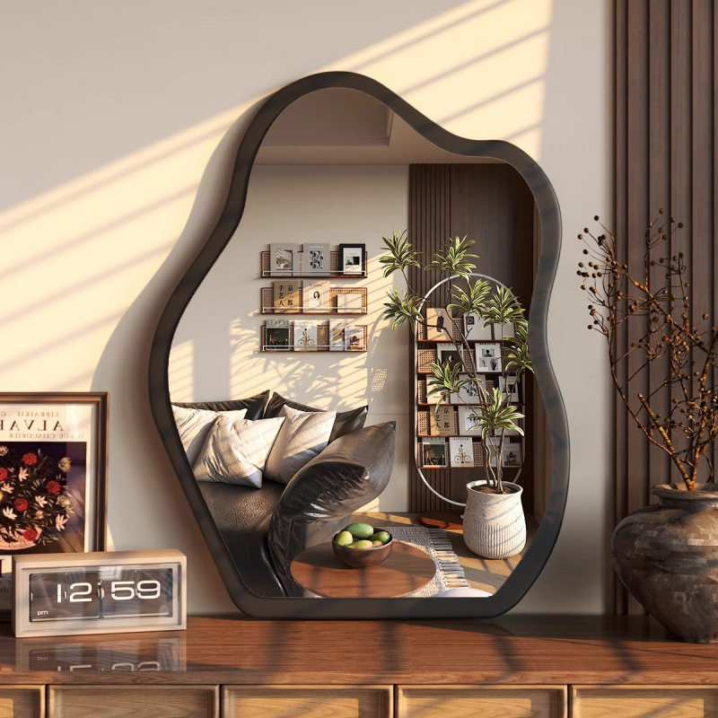 中古风化妆镜梳妆台镜子卧室家用云朵装饰镜可壁挂台式桌面梳妆镜