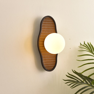 复古风壁灯实木新款中国风高级感卧室床头灯法式新中式墙壁灯