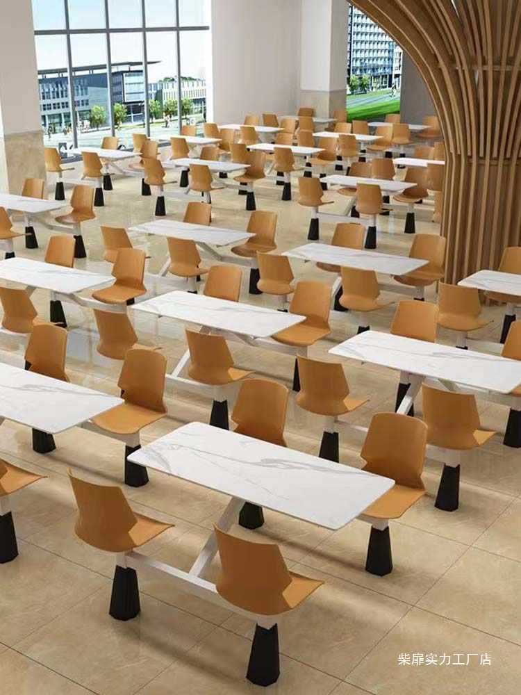 食堂四人位连体靠背餐桌椅