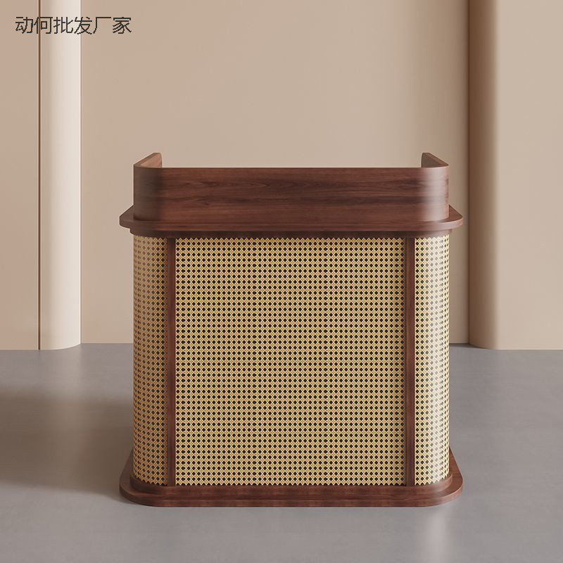 日式小型藤编收银吧台