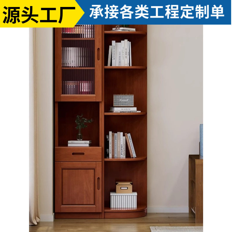 中式实木三角柜转角书柜置物架窄柜侧边柜卧室墙角柜新中式书柜