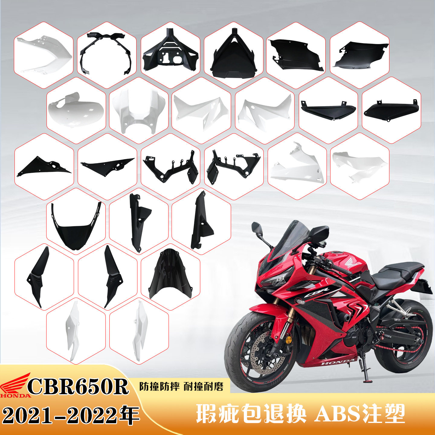 适用本田CBR650R2021-2022年外壳车板头罩前挡泥油箱盖