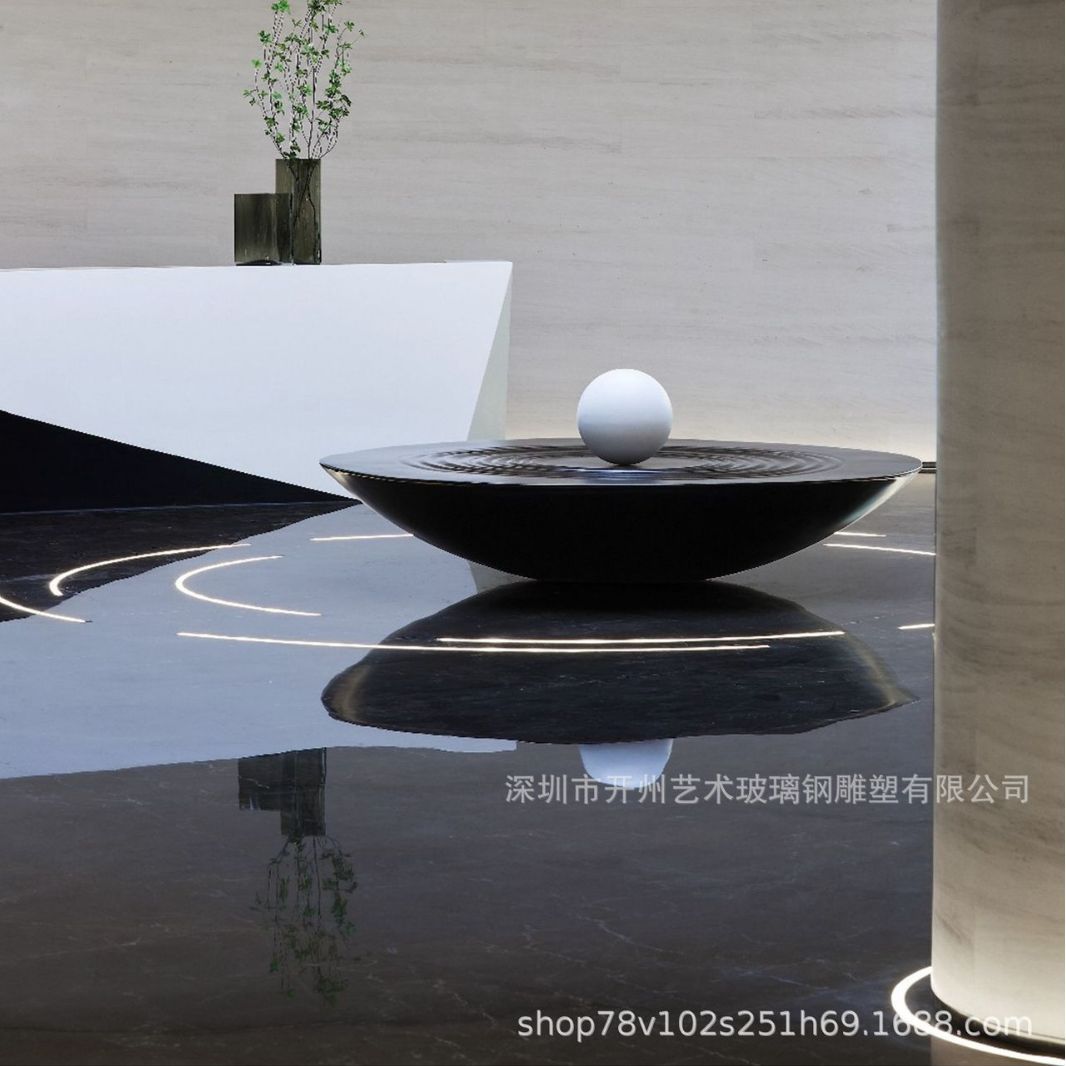 黑色水盘雕塑大型落地摆件
