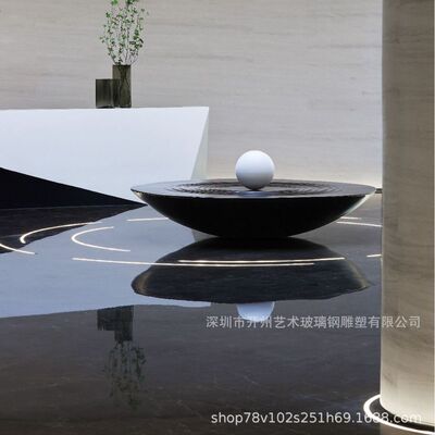 黑色水盘雕塑大型落地摆件