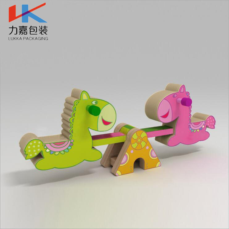力嘉包装瓦楞纸木马跷跷板摆件儿童主题乐园环保工艺品创意包装