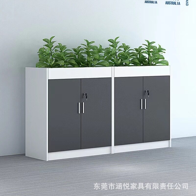 简约现代木质办公花槽储物矮柜