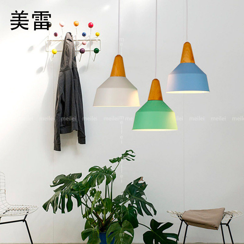 现代简约北欧吊灯工业风单头创意个性餐厅理发店饭店商用彩色灯罩