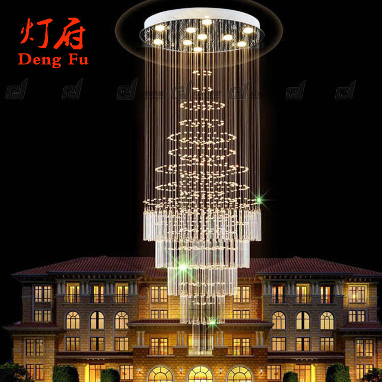 吊线水晶灯别墅楼梯间圆形现代酒店客厅大堂工程简约轻奢吸顶灯具