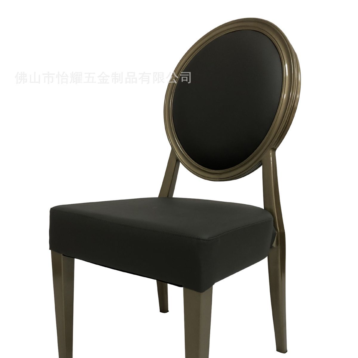 厂家直销酒店宴会圆背椅黑色金属铝合金餐椅出口欧美中东迪拜椅