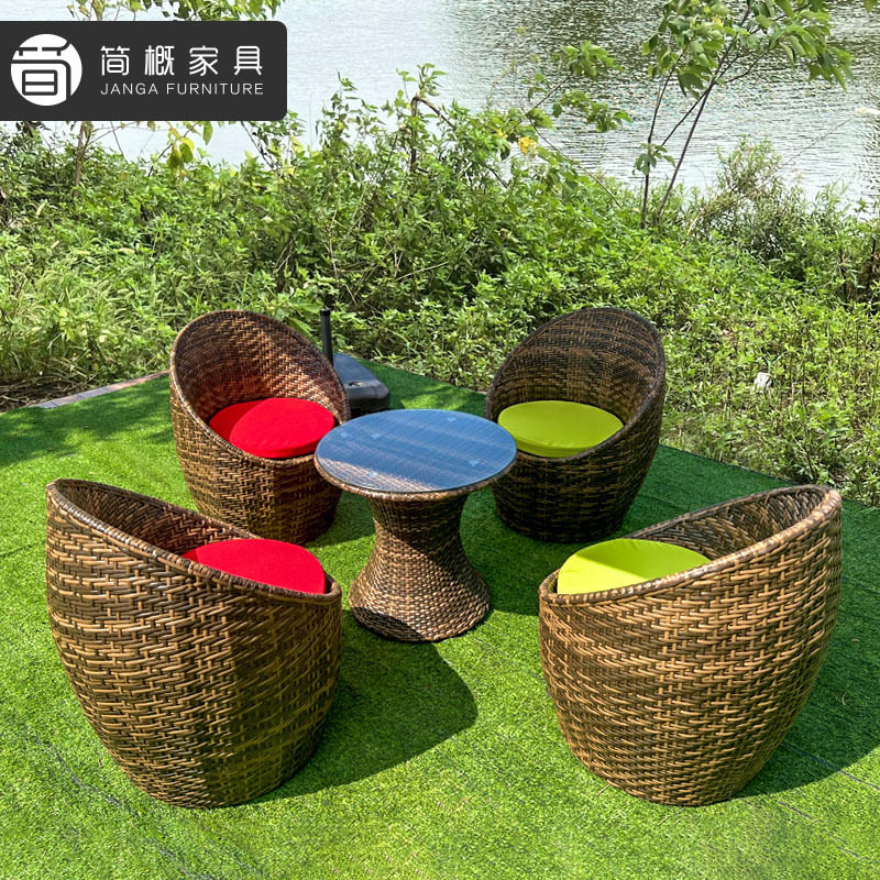 户外藤桌椅家具酒店民宿会所桌椅庭院家用休闲阳台一桌四椅餐桌椅