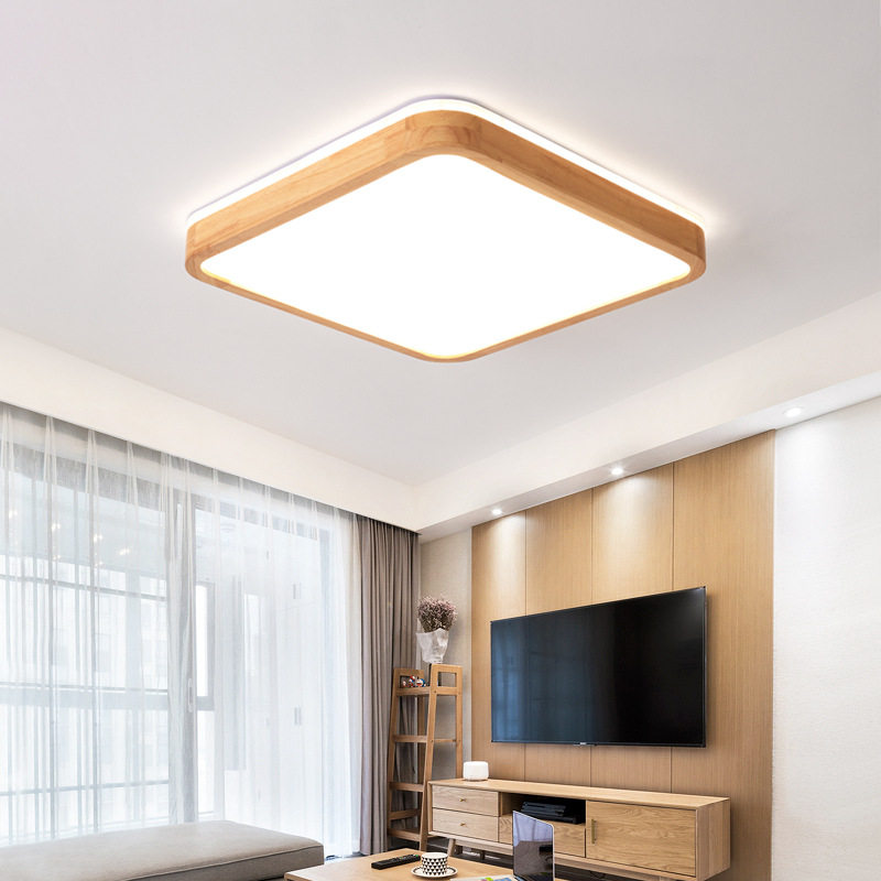 北欧日式原木卧室led灯现代简约客厅吸顶灯个性创意餐厅过道灯具