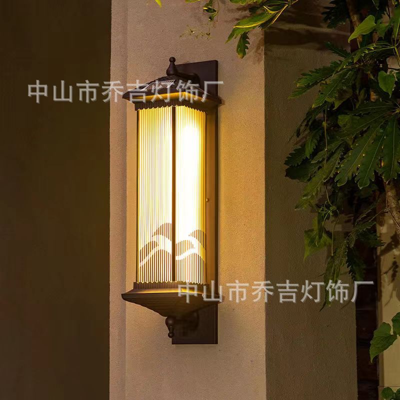 新中式太阳能壁灯别墅庭院外墙超亮户外阳台防水大门柱子长壁灯