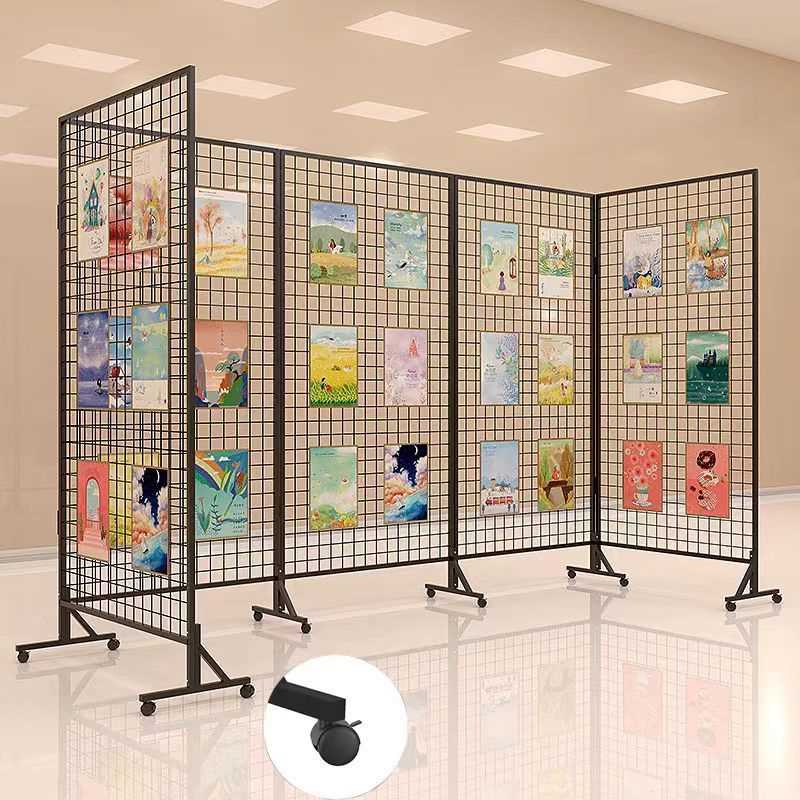 铁艺网格折叠展示架幼儿园作品书法画展网架立式移动置物架户外批
