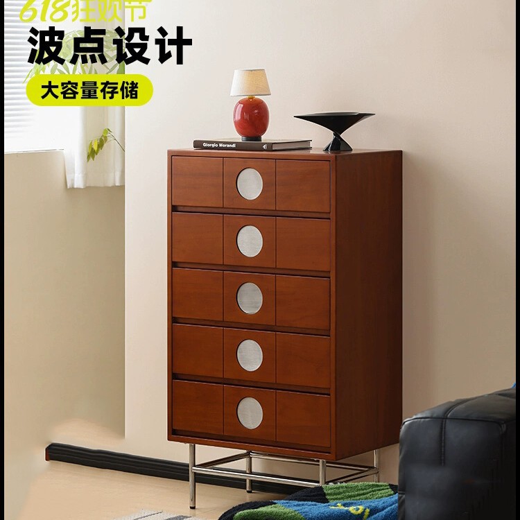 北欧实木斗柜 家用客厅大容量抽屉储物边柜卧室复古收纳五斗柜