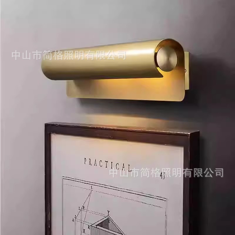 全铜壁灯轻奢创意客厅卧室背景灯美式复古楼梯间过道洗手间镜前灯