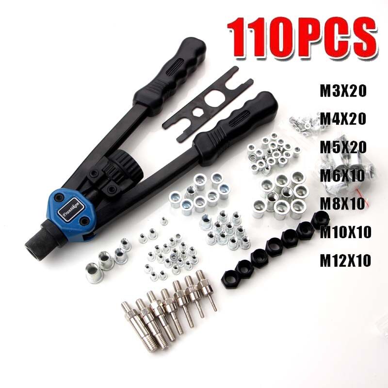 大盒双把手动拉铆螺母枪 拉帽枪110pc拉铆枪M3-M10跨境螺母枪套装