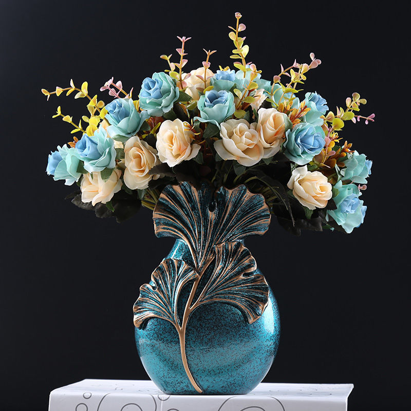 美式花瓶摆件客厅欧式现代轻奢桌面茶几酒柜插花花艺仿真花器摆设