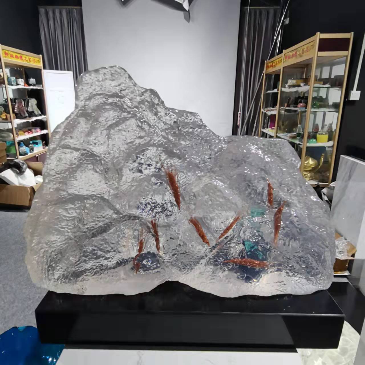 酒店新中式透明树脂玻璃钢雕塑