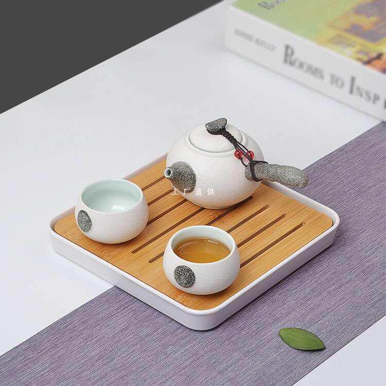 陶瓷家用茶壶酒店小茶具套装一壶两杯宿舍旅行便携单人茶盘茶