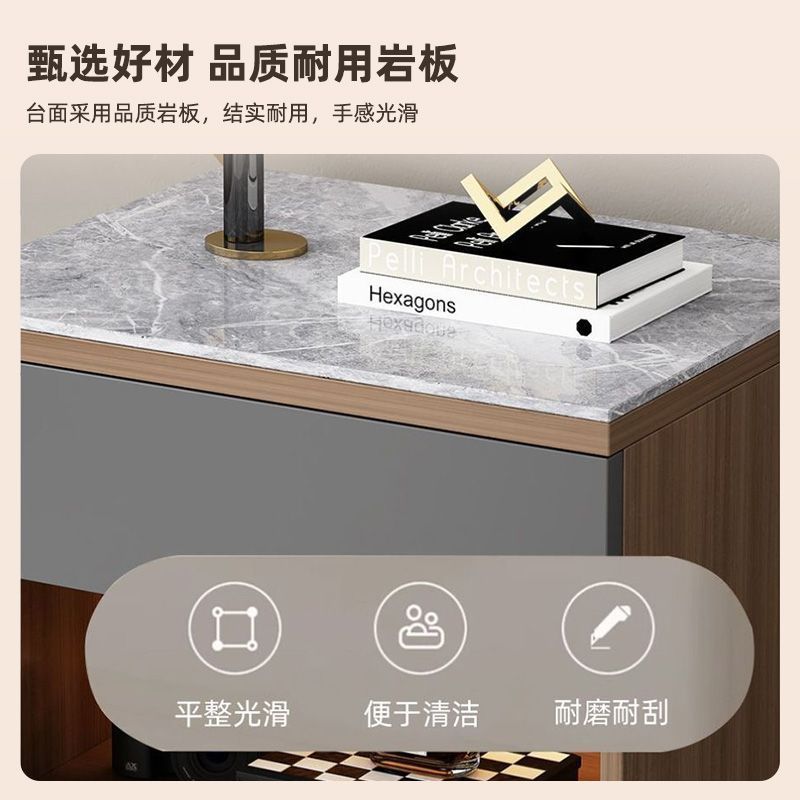 现代简约岩板床头柜子酒店意式床头柜家用高级轻奢收纳新款床边柜