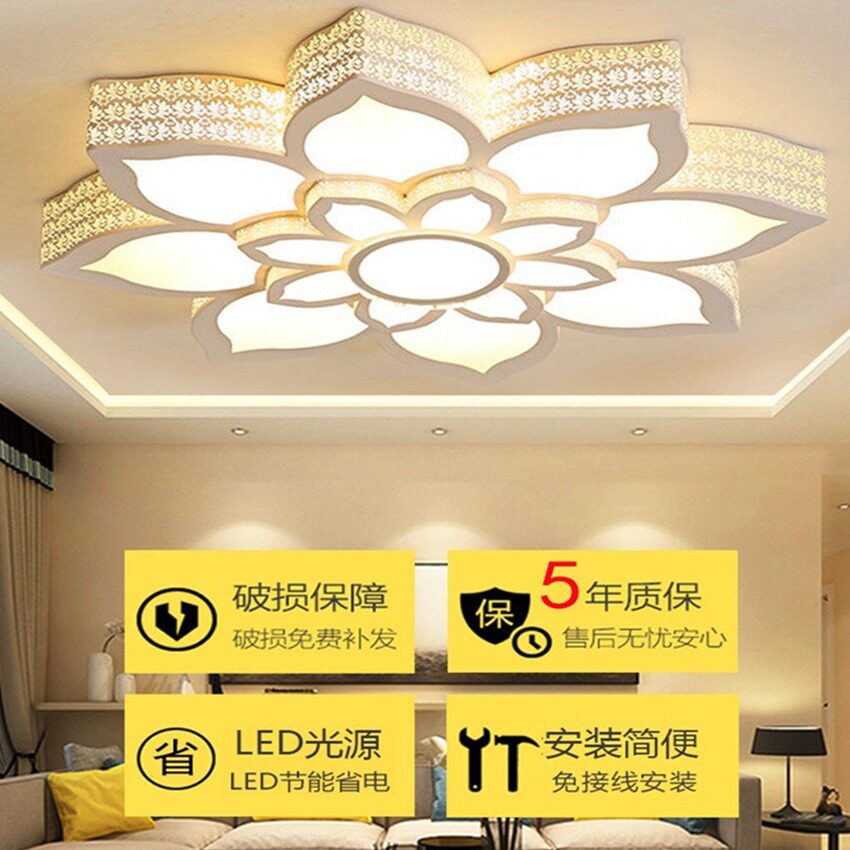 LED吸顶灯饰异形铁艺浪漫温馨大气简约客厅卧室书房间荷花灯圆形