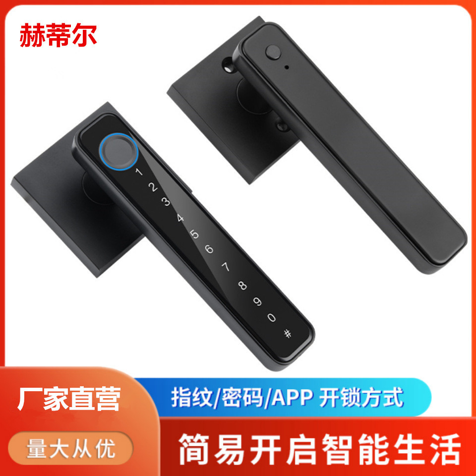 简约指纹锁室内房间办公木门密码电子锁通通涂鸦智能门挂锁批发