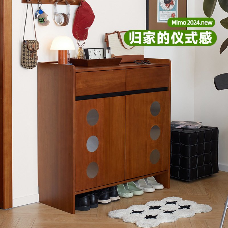 复古实木鞋柜大容量收纳玄关