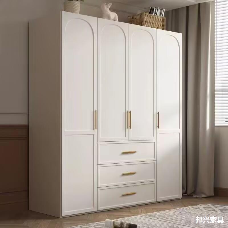 简约现代家用衣柜法式奶油风卧室柜子经济型出租房用组装特价衣橱