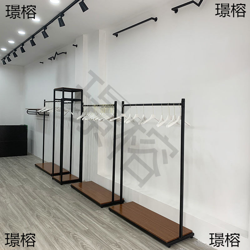铁艺衣架杆服装店男女货架展示架落地式中岛架侧挂架衣服架子特价