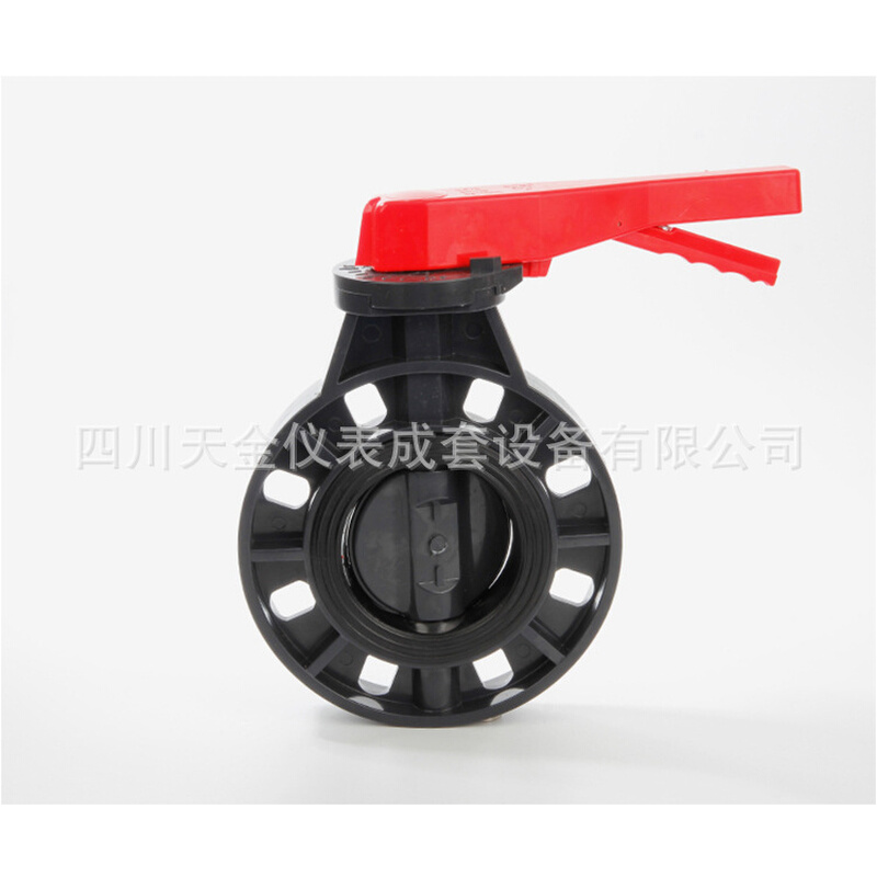 手柄塑料蝶阀D71S-10手动对夹手柄蝶阀DN65/80/125/200法兰塑料阀