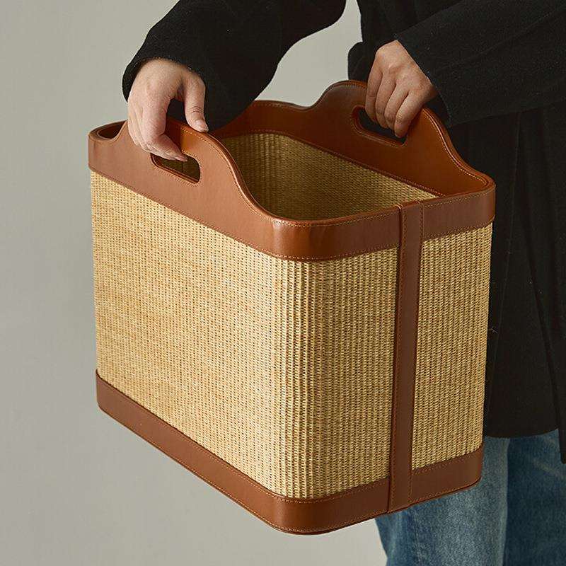 中古风藤编收纳篮洗衣篮家用收纳筐浴室污衣篮脏衣篓多功能收纳盒