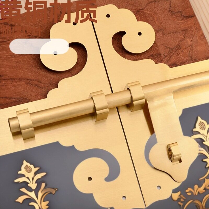 全铜加厚中式插销老式木门锁花园庭院大门黄铜门闩仿古门扣铜门栓
