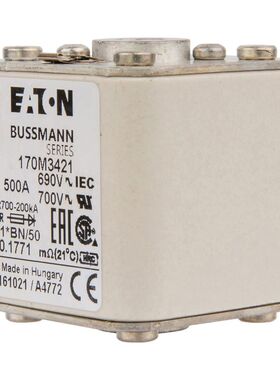 170M3421伊顿巴斯曼熔断器690VAC500A200KA分断力全范围GR熔断器
