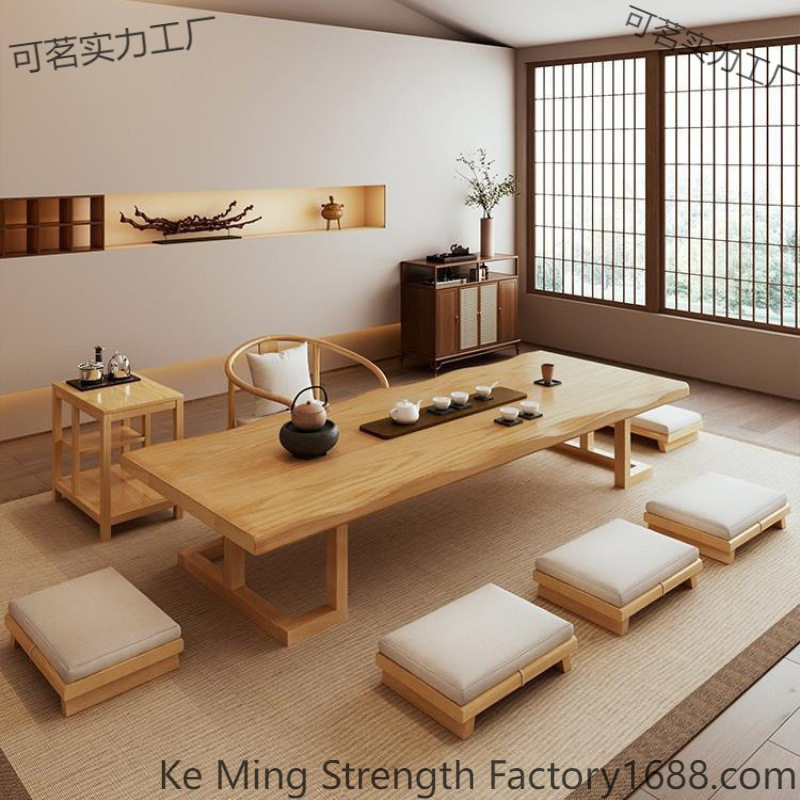 日式实木榻榻米茶桌泡茶台长条桌阳台矮桌简约茶几炕几茶桌椅组合