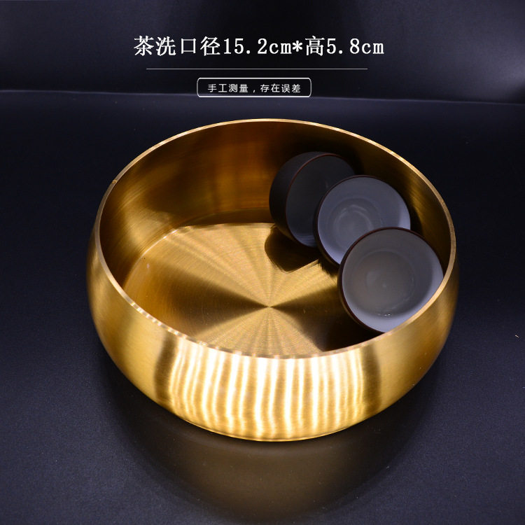 铜茶洗大号水洗茶碗笔洗 铜艺茶道六君子铜壶承茶具配件