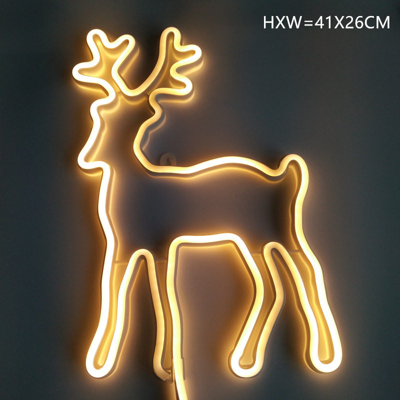 圣诞彩灯LED霓虹管灯鹿造型LED灯带 户外装饰灯公园街道商店酒吧