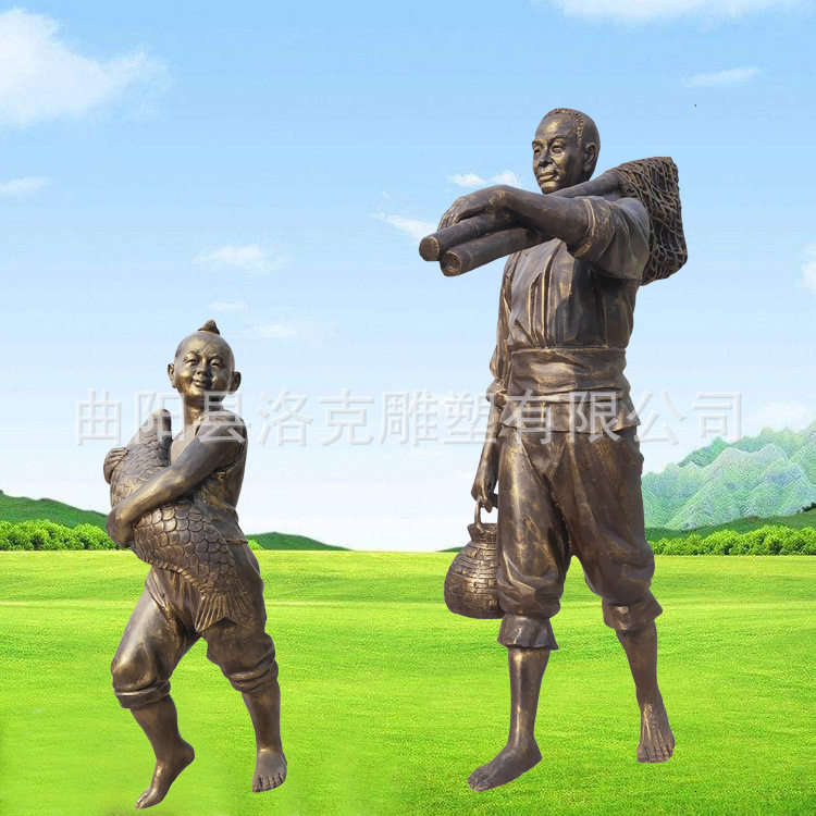厂家供应玻璃钢民俗农耕人物像劳作雕塑景观园林小品摆件广场雕塑