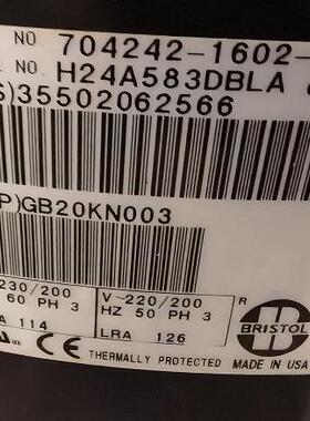 H24A583DBLA  3PH  200-230V/60HZ 200-220V /50Hz 活塞式压缩机