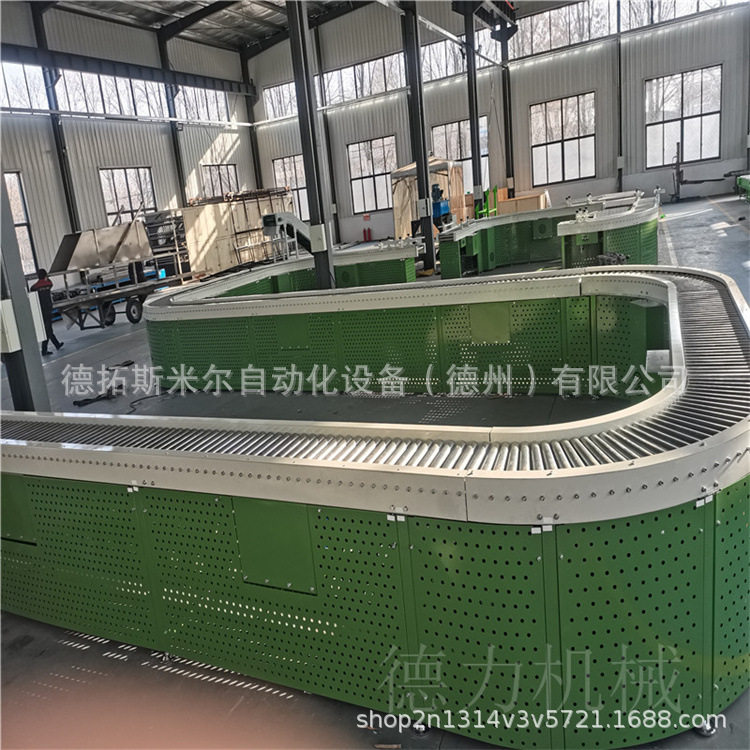 滚筒输送线直角90度转弯滚筒传动带双层转弯设备节省空间