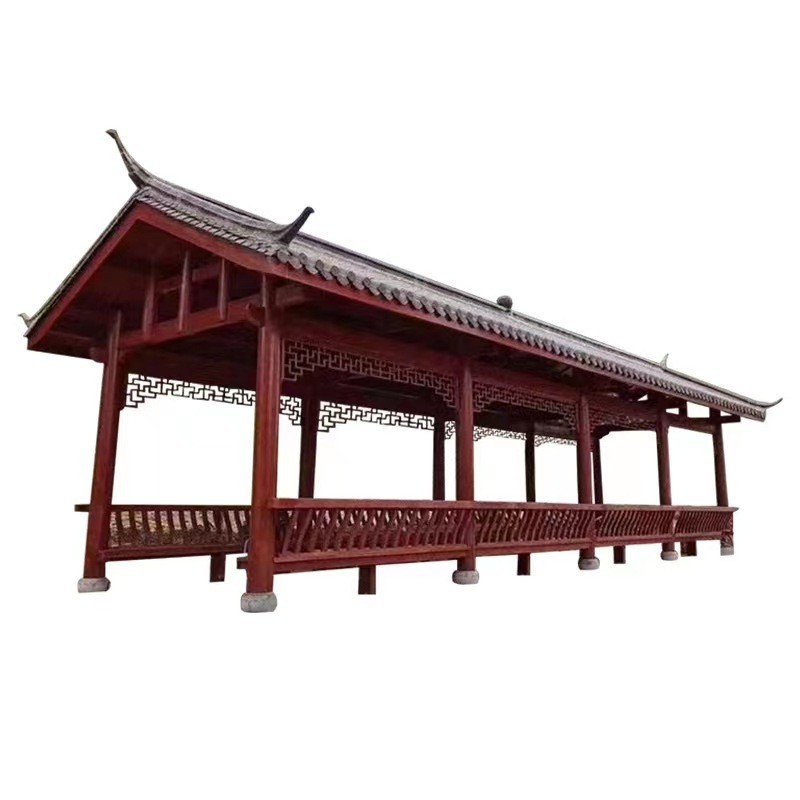 户外庭院钢结构木纹景观廊架