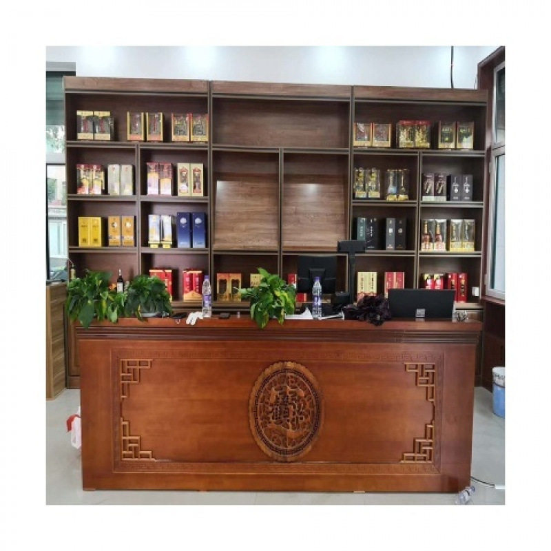 中式酒柜吧台收银台组合柜台火锅店茶楼酒馆酒柜前台桌接待台佛山