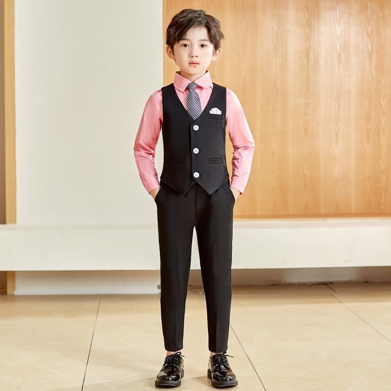 儿童春秋季马甲套装男童西装生日花童钢琴表演主持礼服中小童西服
